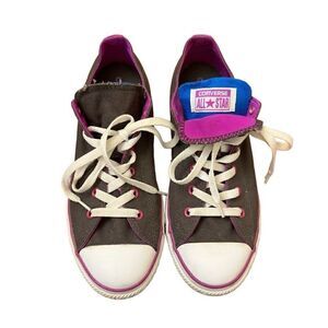 Converse Double Tongue Allstar Canvas Sneakers Purple Blue Youth 6 = Women’s 8.5